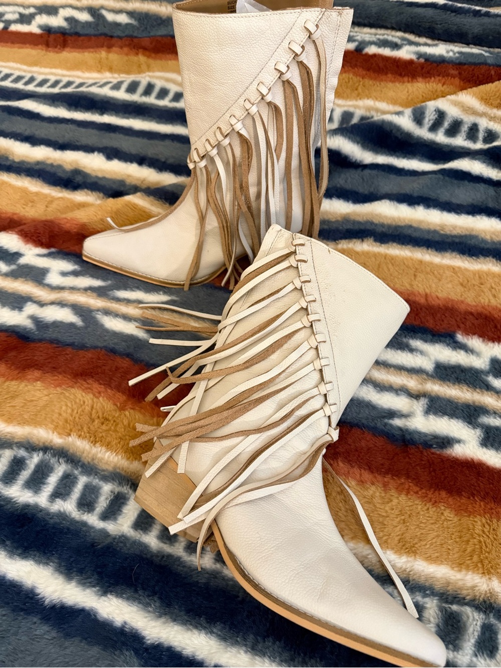 Leather Fringe boots with Tan Accents